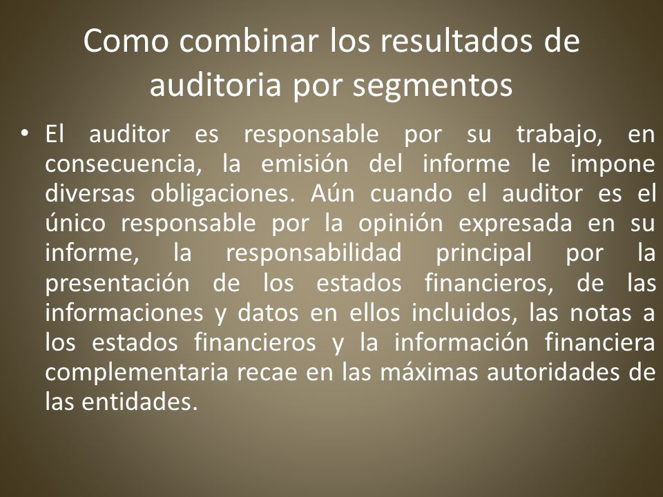 Como combinar los resultados de auditoria por segmentos