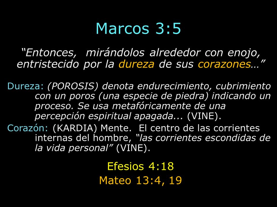 Marcos 3:5 Entonces, mirándolos alrededor con enojo, entristecido por la dureza de sus corazones…