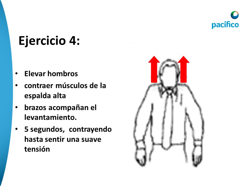 Ejercicio 4: Elevar hombros contraer músculos de la espalda alta