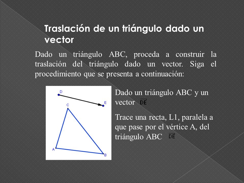 Traslación de un triángulo dado un vector