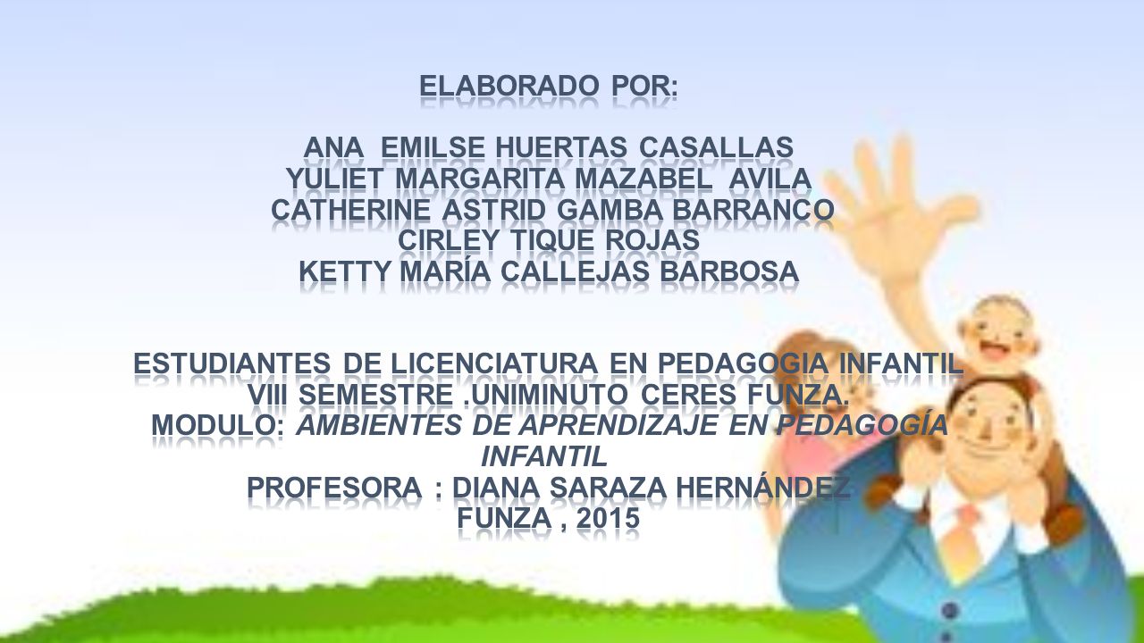 ELABORADO POR: Ana emilse huertas casallas Yuliet margarita mazabel avila CATHERINE ASTRID GAMBA BARRANCO cirley tique rojas ketty maría callejas Barbosa Estudiantes DE LICENCIATURA EN PEDAGOGIA INFANTIL ViiI SEMESTRE .UNIMINUTO CERES FUNZA.