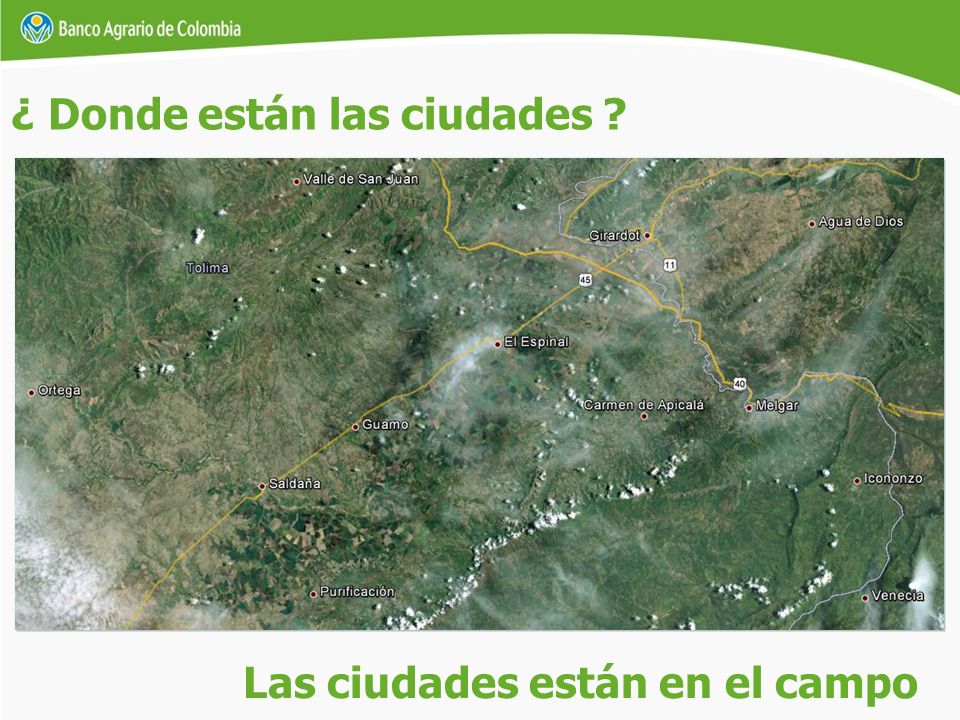 ¿ Donde están las ciudades Las ciudades están en el campo