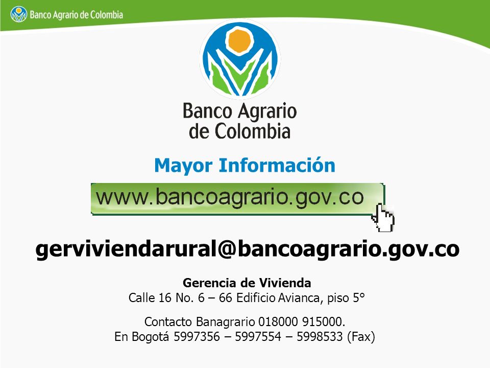 Calle 16 No. 6 – 66 Edificio Avianca, piso 5°