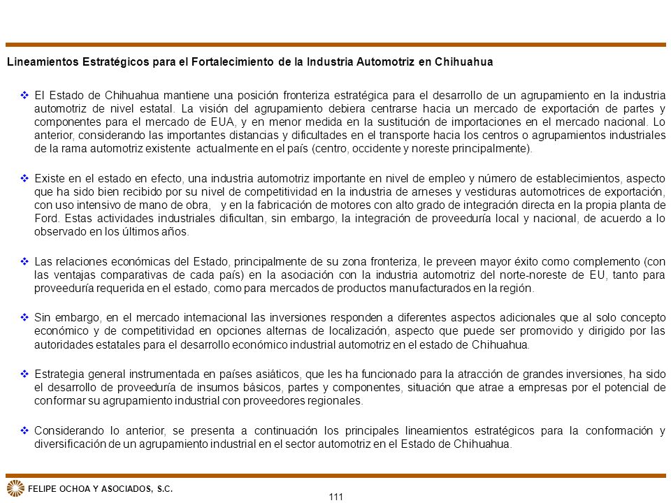 Lineamientos Estratégicos para el Fortalecimiento de la Industria Automotriz en Chihuahua
