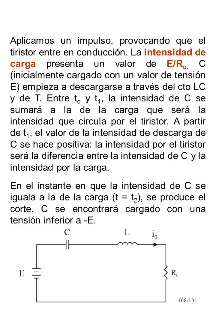 Aplicamos un impulso, provocando que el tiristor entre en conducción