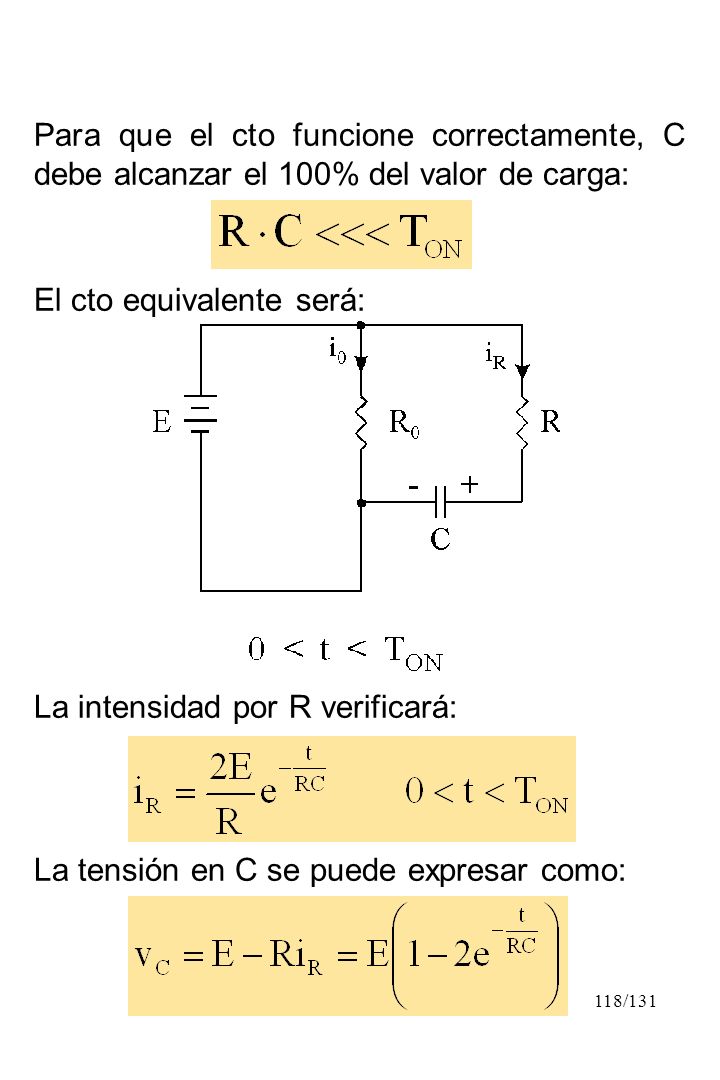 Para que el cto funcione correctamente, C debe alcanzar el 100% del valor de carga: