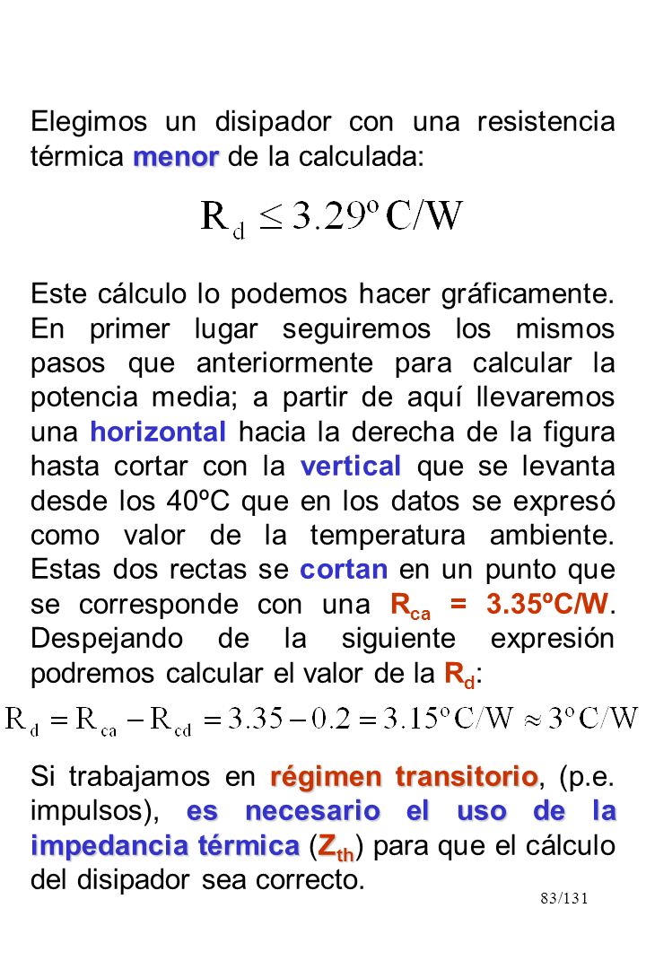 Elegimos un disipador con una resistencia térmica menor de la calculada: