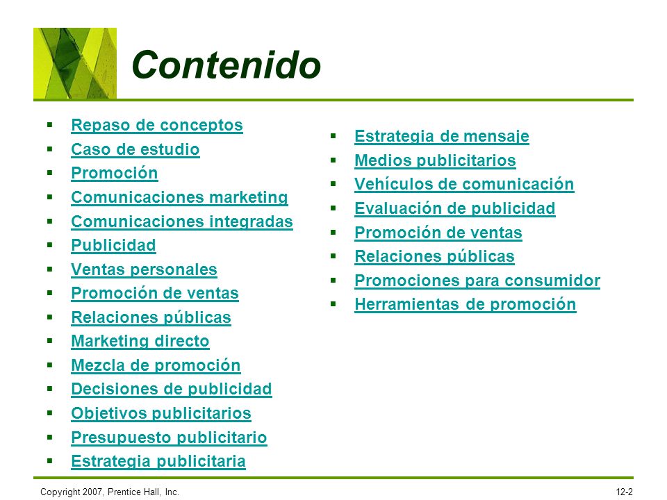 Contenido Repaso de conceptos Caso de estudio Estrategia de mensaje