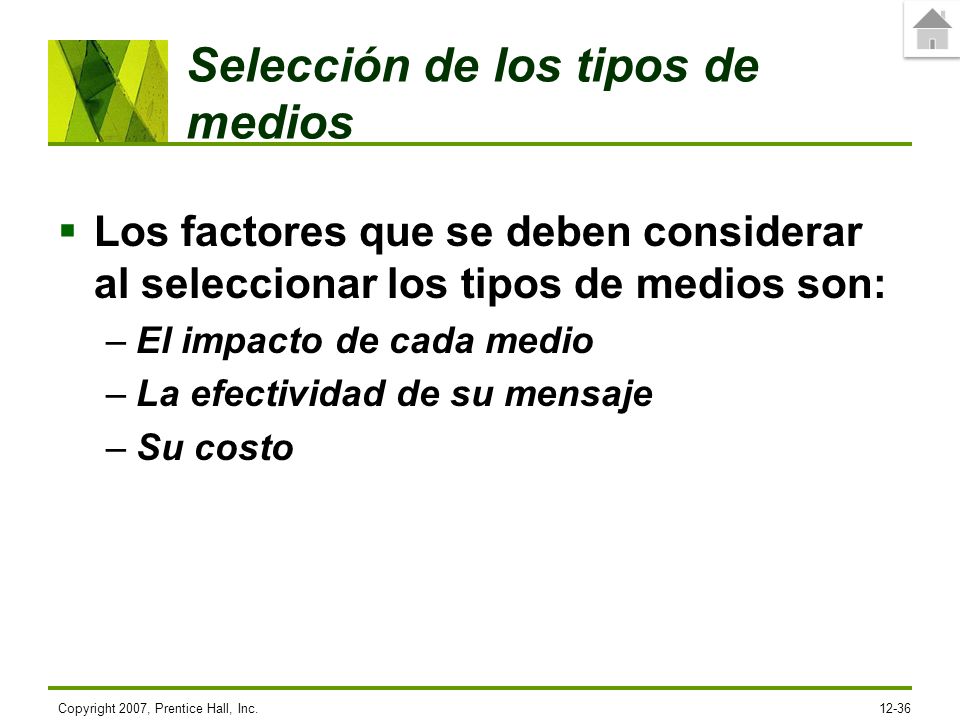 Selección de los tipos de medios