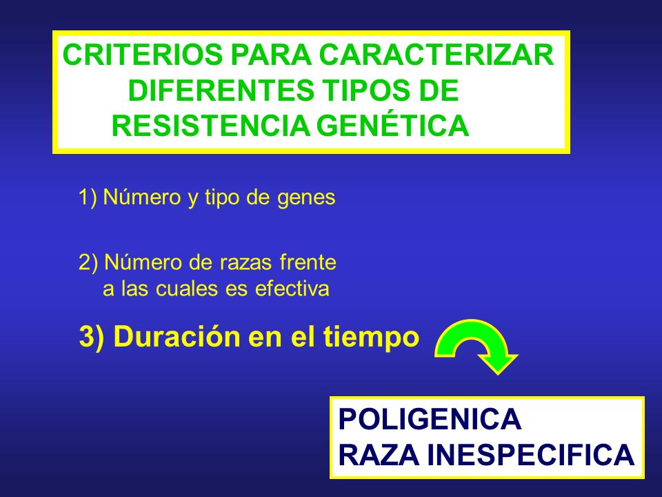 CRITERIOS PARA CARACTERIZAR DIFERENTES TIPOS DE RESISTENCIA GENÉTICA
