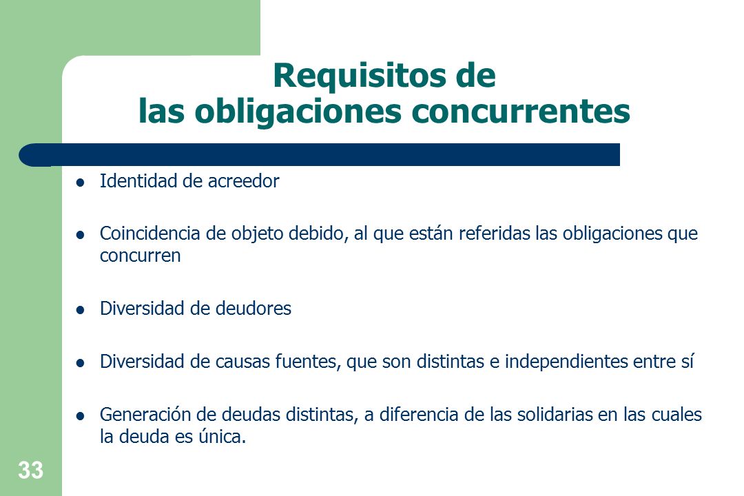 Requisitos de las obligaciones concurrentes