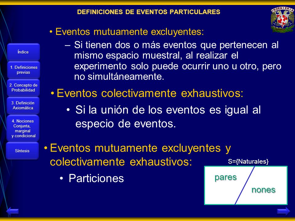 DEFINICIONES DE EVENTOS PARTICULARES