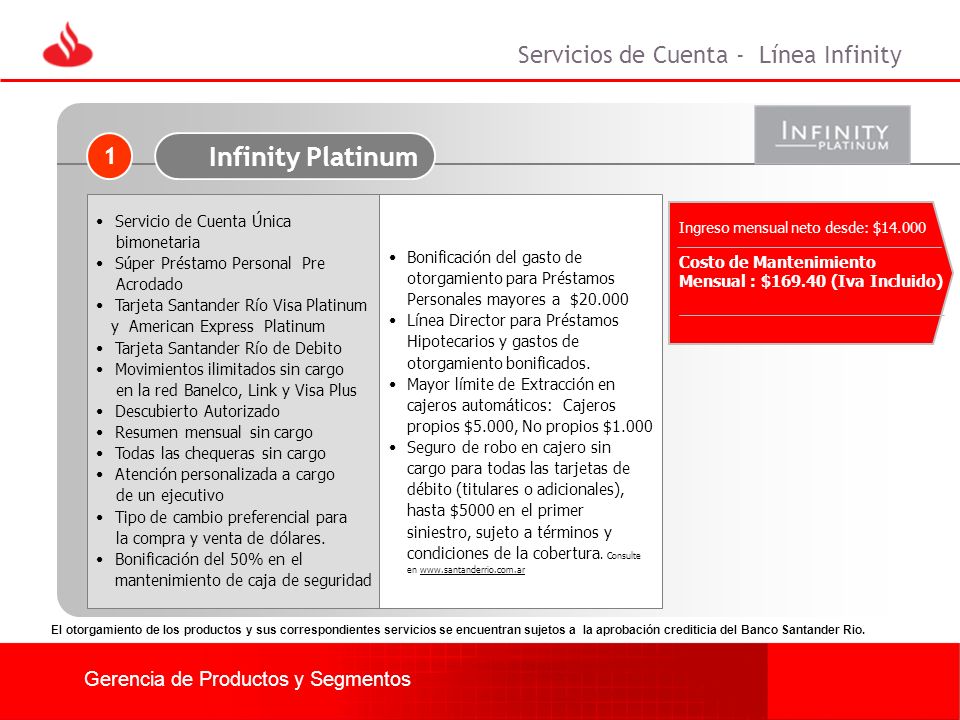 Infinity Platinum Servicios de Cuenta - Línea Infinity 1