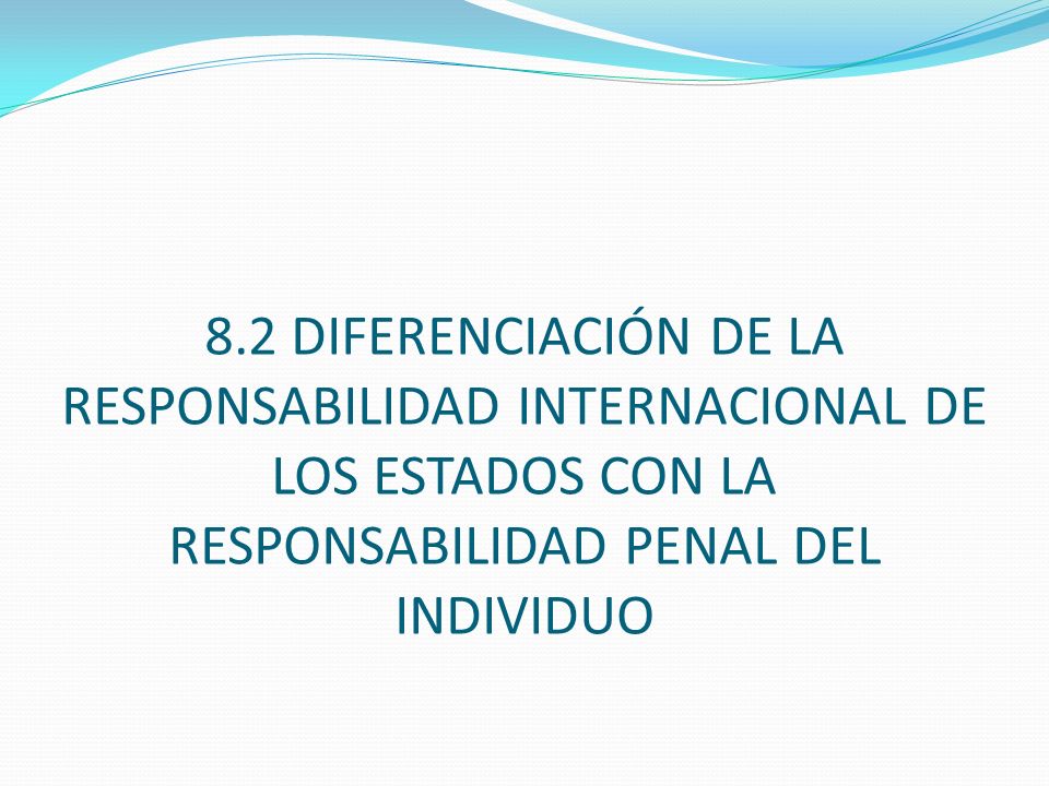 8.2 DIFERENCIACIÓN DE LA RESPONSABILIDAD INTERNACIONAL DE LOS ESTADOS CON LA RESPONSABILIDAD PENAL DEL INDIVIDUO