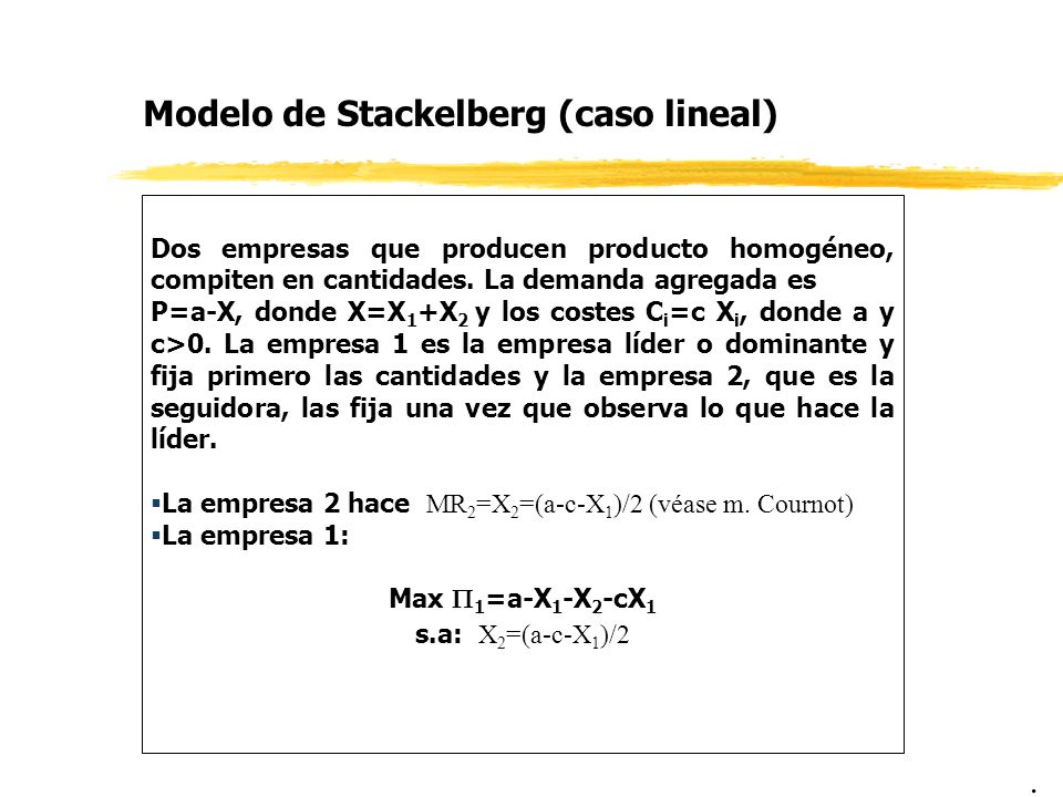 Modelo de Stackelberg (caso lineal)