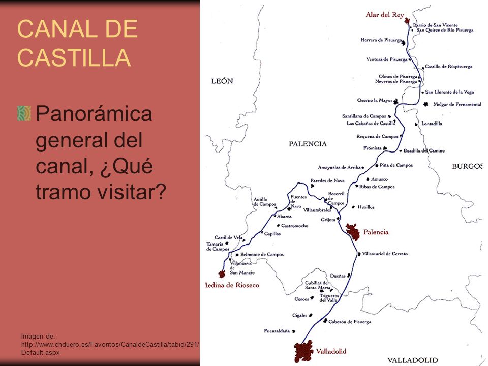 CANAL DE CASTILLA Panorámica general del canal, ¿Qué tramo visitar
