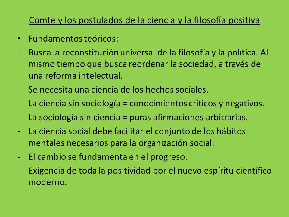 Comte y los postulados de la ciencia y la filosofía positiva