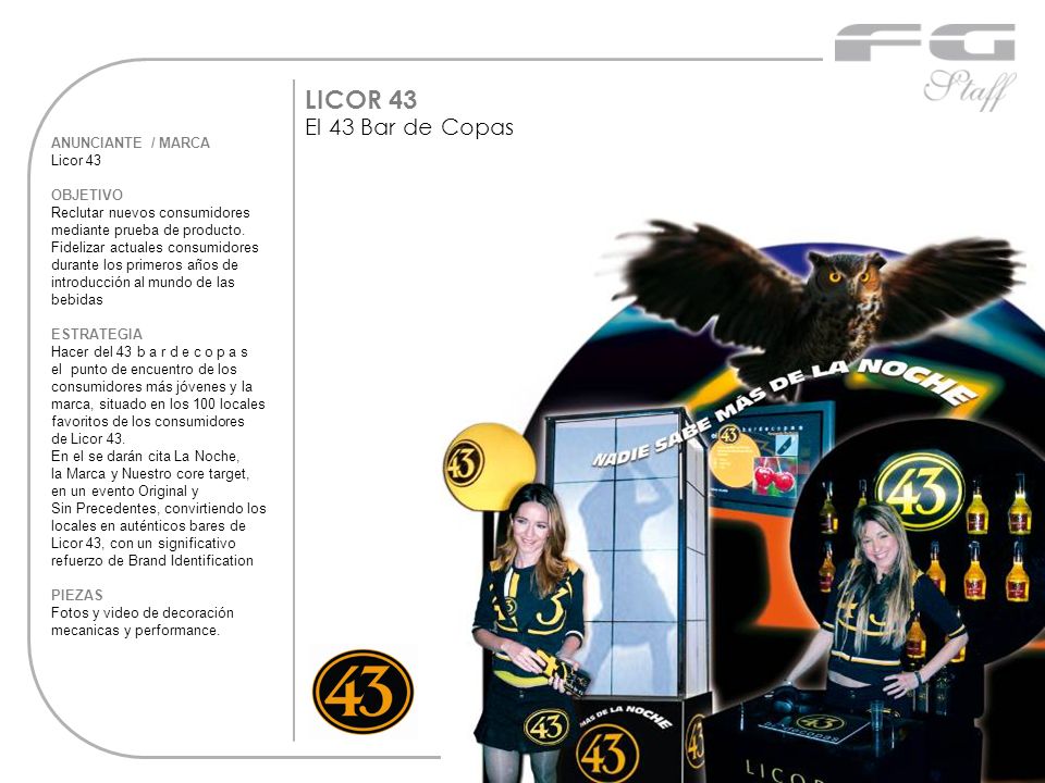LICOR 43 El 43 Bar de Copas ANUNCIANTE / MARCA Licor 43 OBJETIVO
