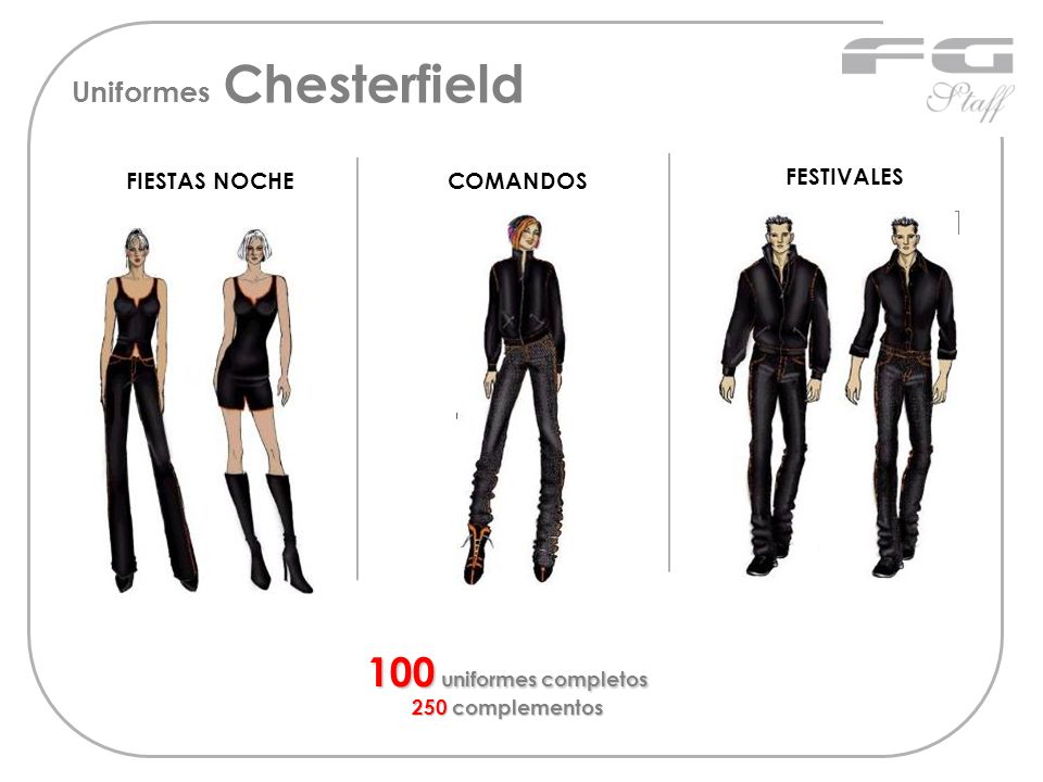 100 uniformes completos Uniformes Chesterfield FIESTAS NOCHE COMANDOS
