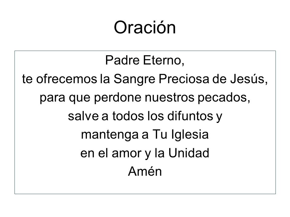 Oración Padre Eterno, te ofrecemos la Sangre Preciosa de Jesús,