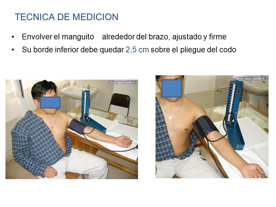 TECNICA DE MEDICION Envolver el manguito alrededor del brazo, ajustado y firme.