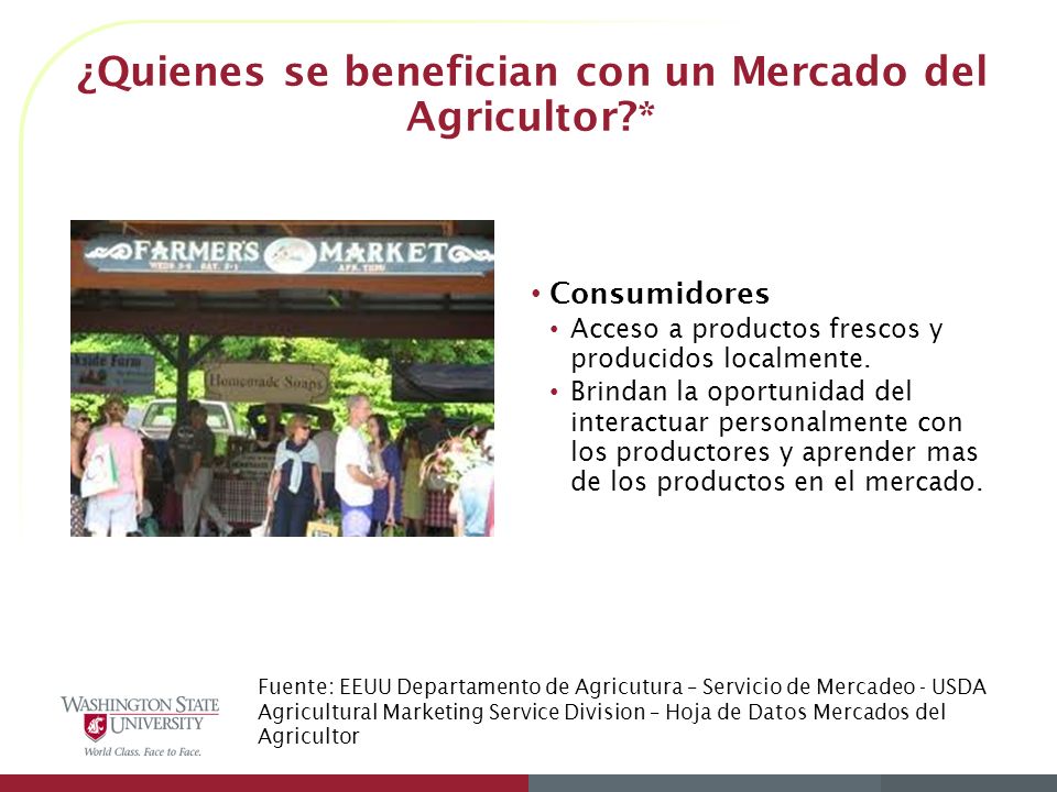 ¿Quienes se benefician con un Mercado del Agricultor *