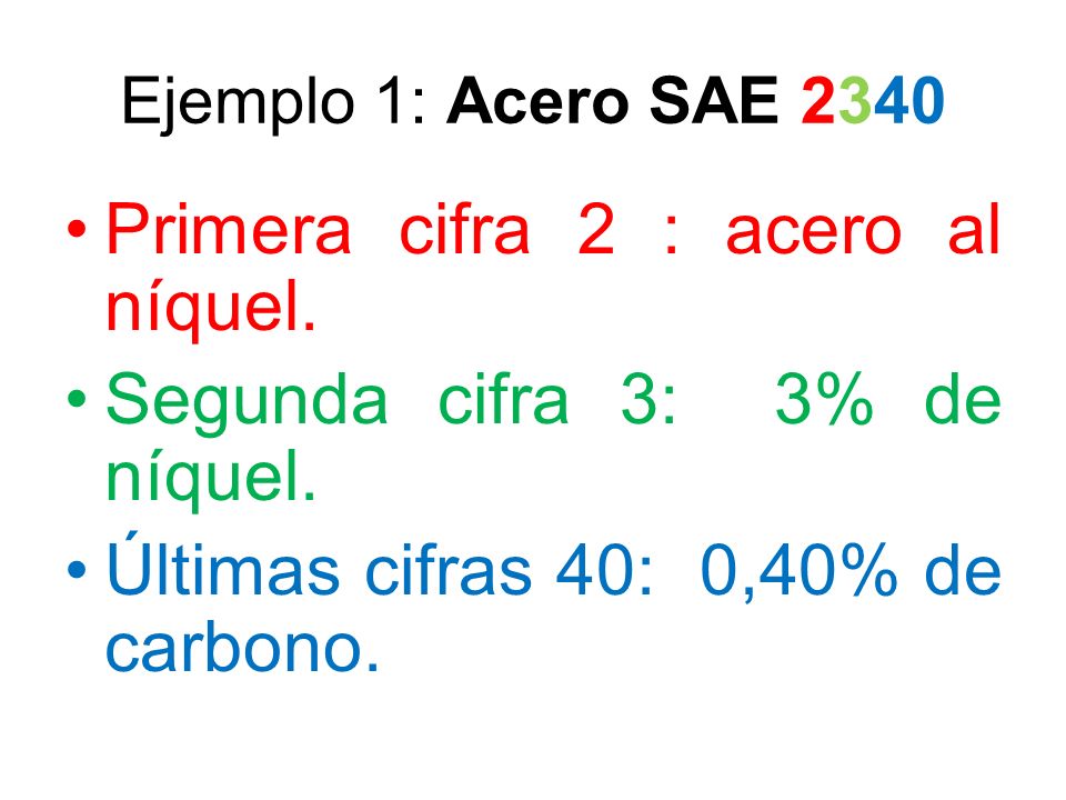 Primera cifra 2 : acero al níquel. Segunda cifra 3: 3% de níquel.