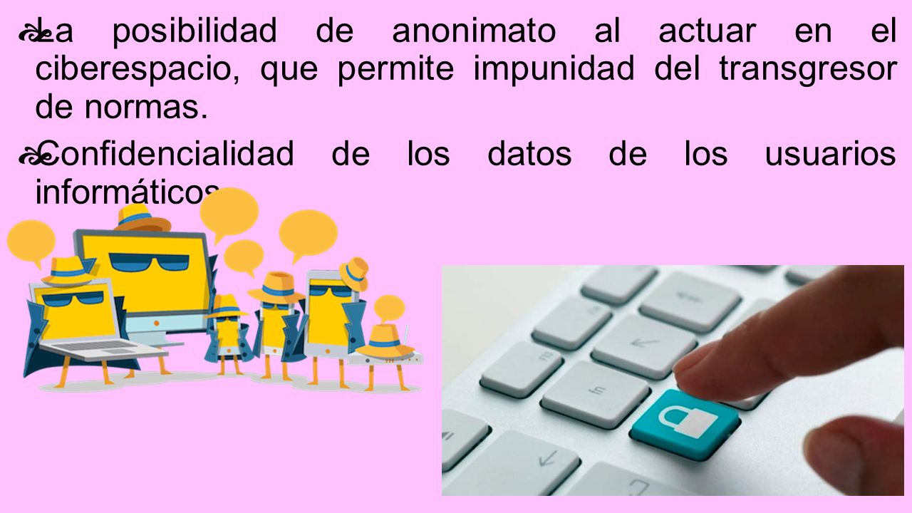 La posibilidad de anonimato al actuar en el ciberespacio, que permite impunidad del transgresor de normas.