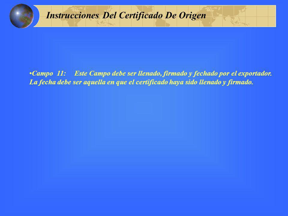 Instrucciones Del Certificado De Origen