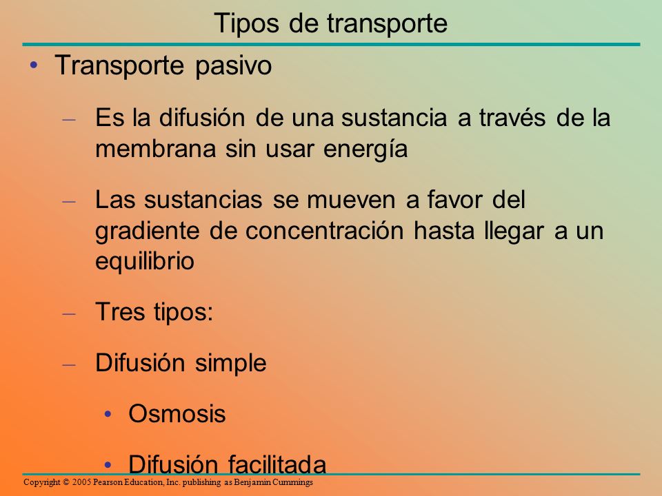 Tipos de transporte Transporte pasivo