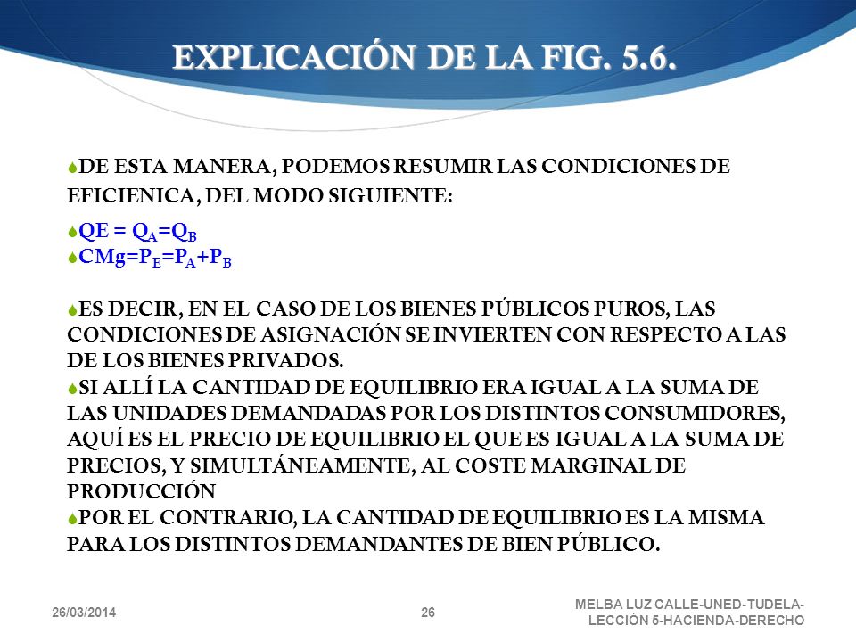 EXPLICACIÓN DE LA FIG DE ESTA MANERA, PODEMOS RESUMIR LAS CONDICIONES DE EFICIENICA, DEL MODO SIGUIENTE: