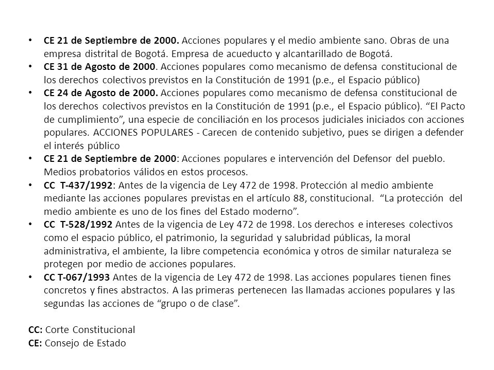 CE 21 de Septiembre de Acciones populares y el medio ambiente sano. Obras de una empresa distrital de Bogotá. Empresa de acueducto y alcantarillado de Bogotá.