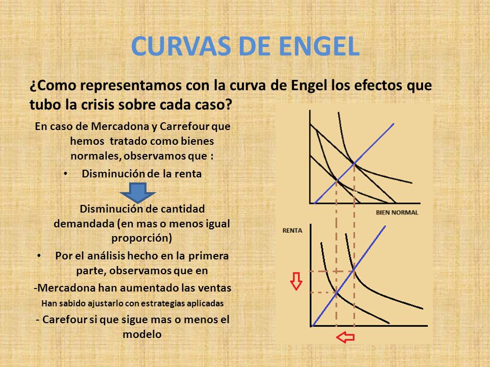 CURVAS DE ENGEL ¿Como representamos con la curva de Engel los efectos que tubo la crisis sobre cada caso