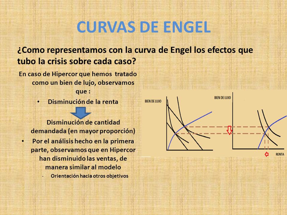 CURVAS DE ENGEL ¿Como representamos con la curva de Engel los efectos que tubo la crisis sobre cada caso