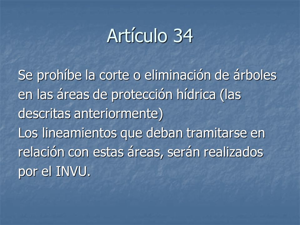 Artículo 34 Se prohíbe la corte o eliminación de árboles