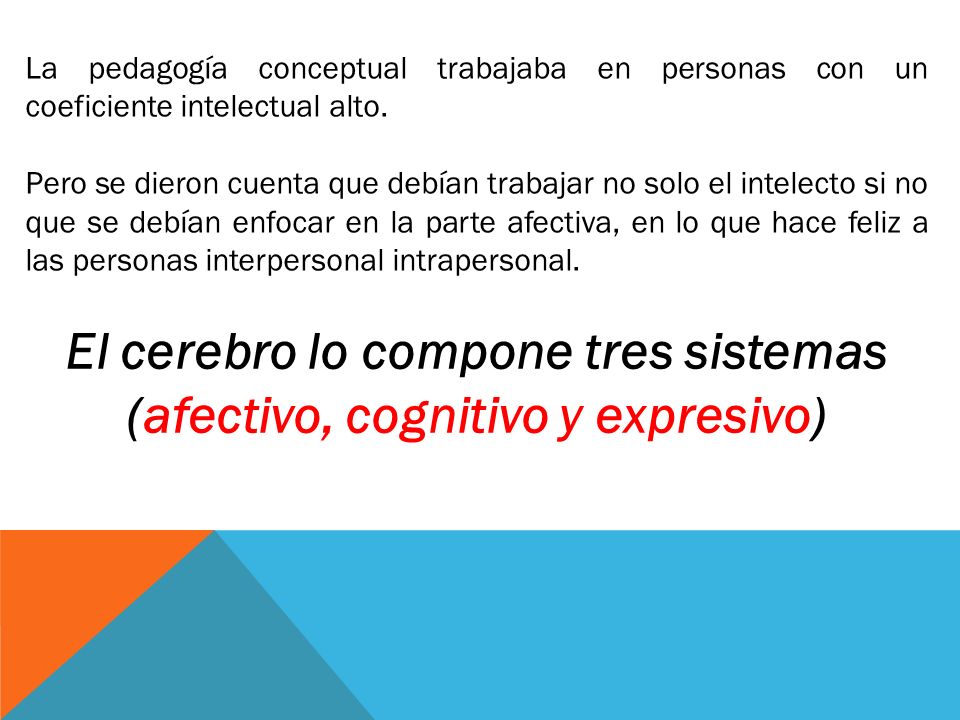 El cerebro lo compone tres sistemas (afectivo, cognitivo y expresivo)