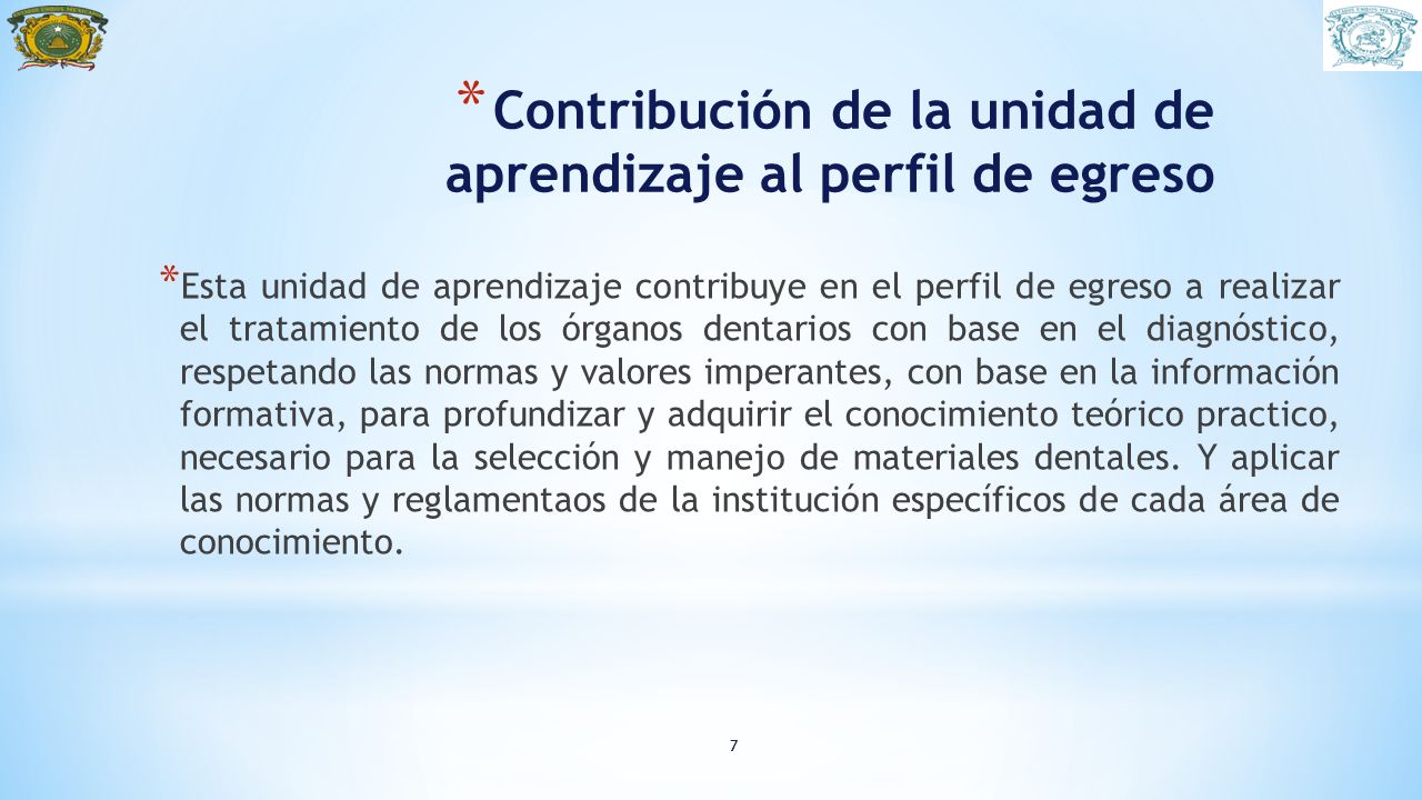 Contribución de la unidad de aprendizaje al perfil de egreso