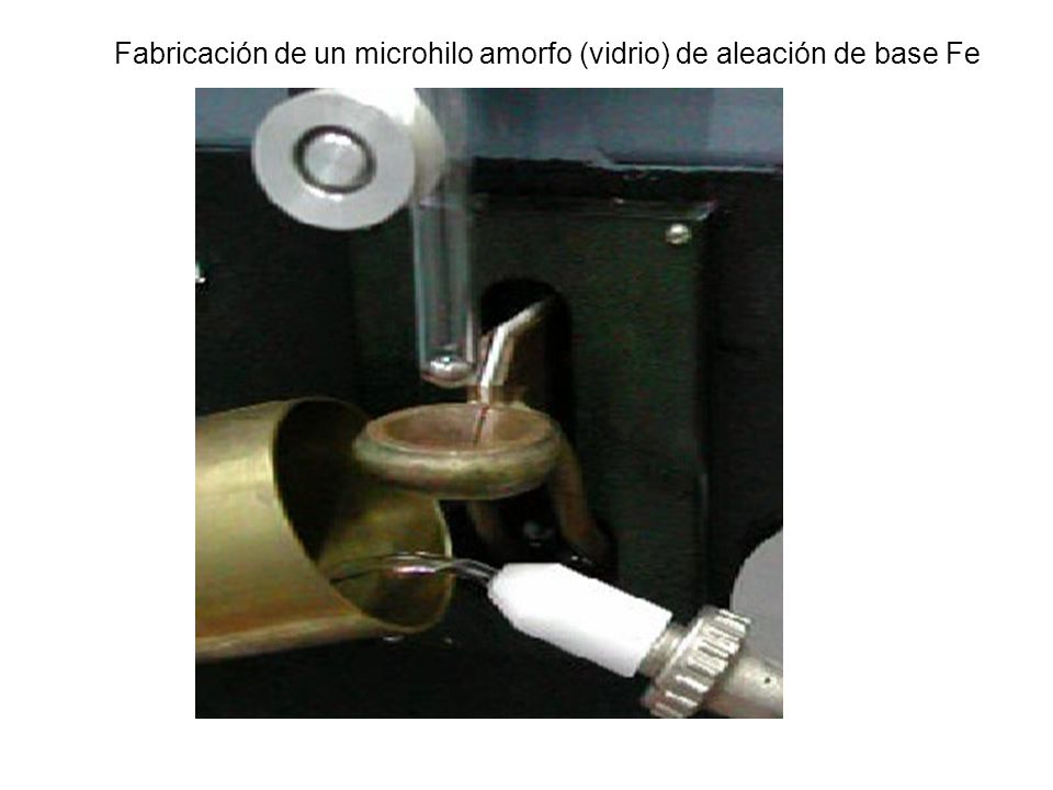 Fabricación de un microhilo amorfo (vidrio) de aleación de base Fe