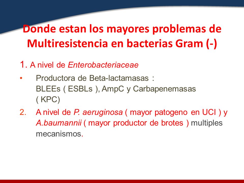 Donde estan los mayores problemas de Multiresistencia en bacterias Gram (-)