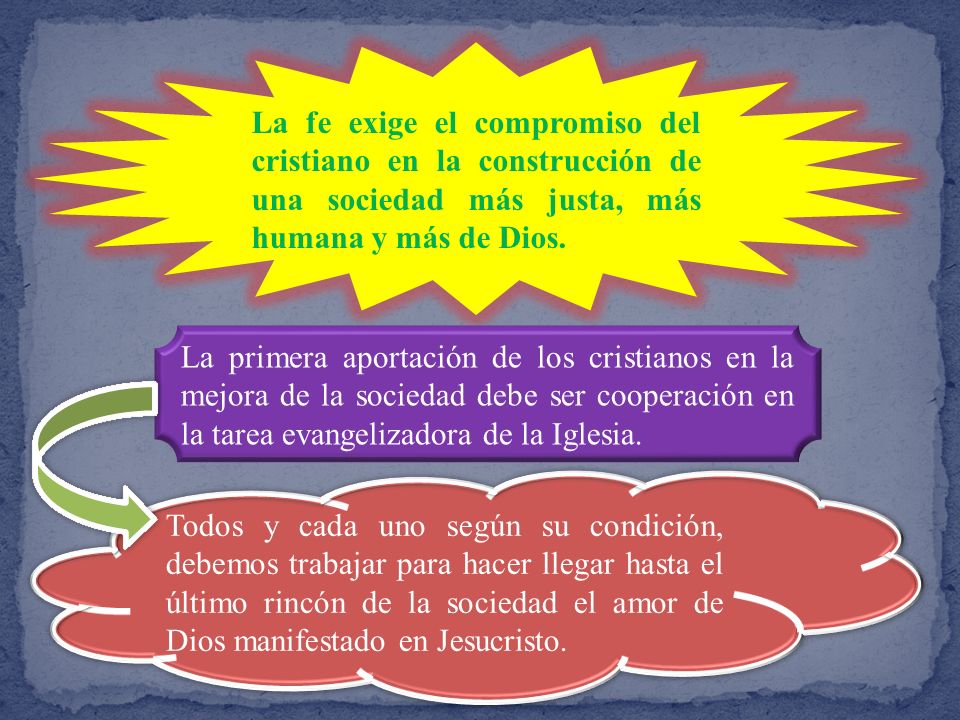 La fe exige el compromiso del cristiano en la construcción de una sociedad más justa, más humana y más de Dios.