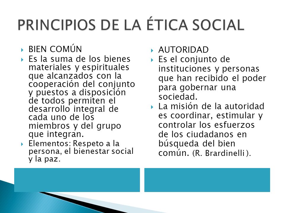 PRINCIPIOS DE LA ÉTICA SOCIAL