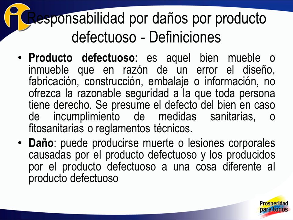 Responsabilidad por daños por producto defectuoso - Definiciones