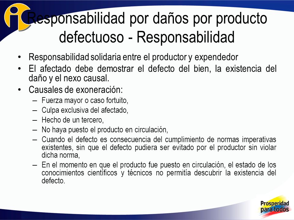 Responsabilidad por daños por producto defectuoso - Responsabilidad