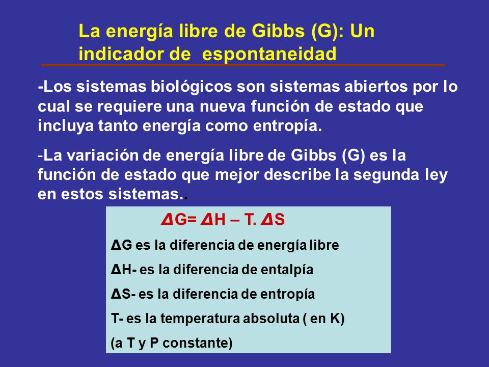 energia libre de gibbs en procesos biologicos