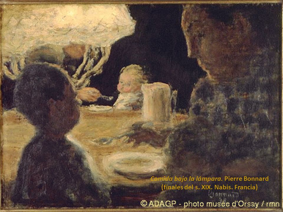 Comida bajo la lámpara. Pierre Bonnard (finales del s. XIX. Nabis