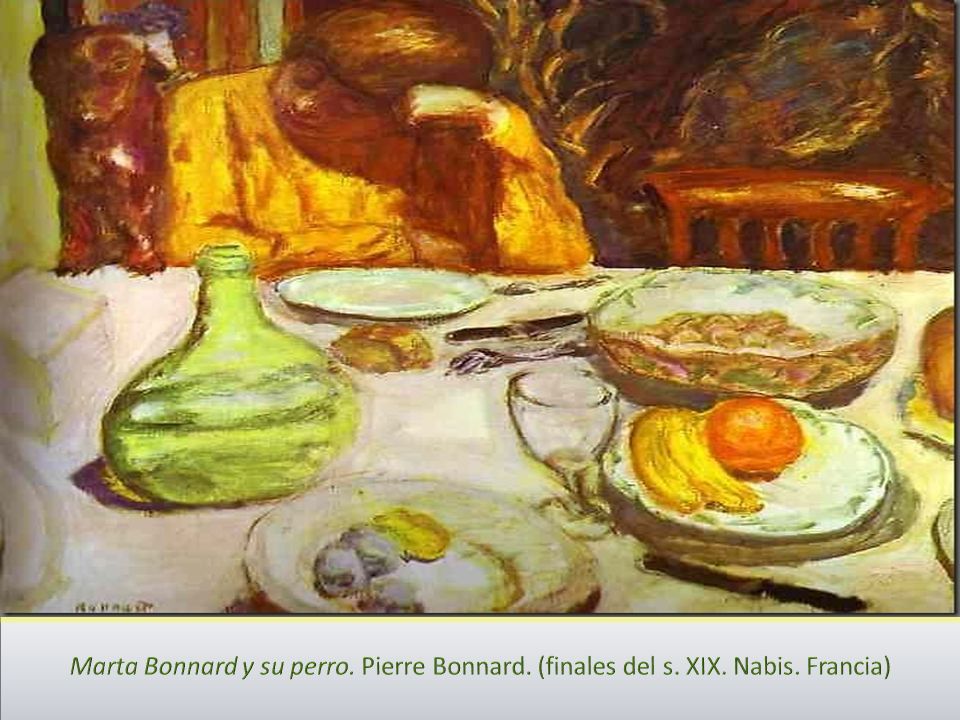 Marta Bonnard y su perro. Pierre Bonnard. (finales del s. XIX. Nabis