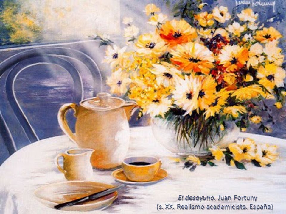El desayuno. Juan Fortuny (s. XX. Realismo academicista. España)