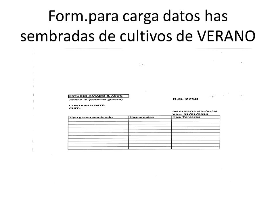 Form.para carga datos has sembradas de cultivos de VERANO