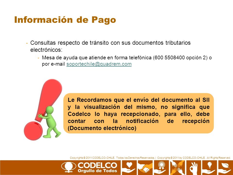 Información de Pago Consultas respecto de tránsito con sus documentos tributarios electrónicos: