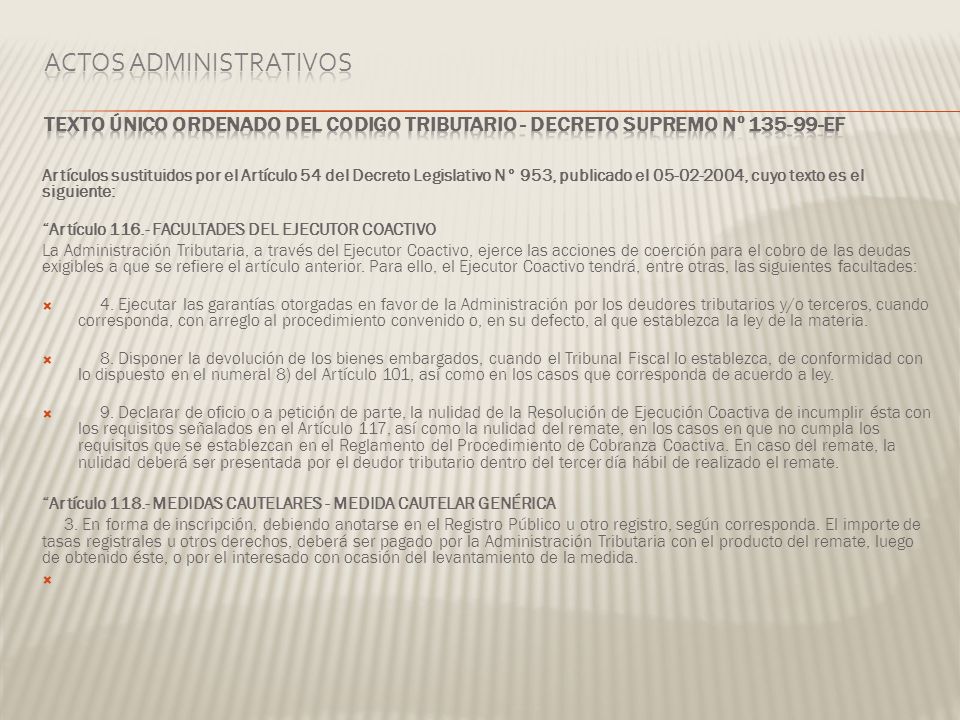 Actos Administrativos TEXTO ÚNICO ORDENADO DEL CODIGO TRIBUTARIO - DECRETO SUPREMO Nº EF